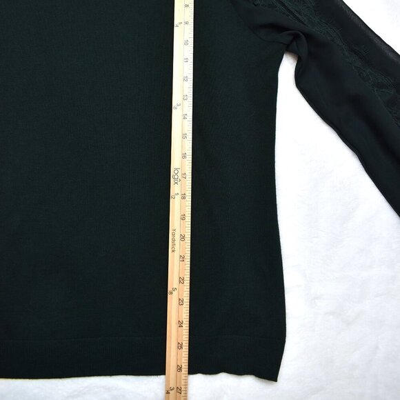 Adrianna Papell Mock Neck Sweater Sz XL Sheer Sleeves Lace Whimsigoth Victorian - Picture 13 of 16